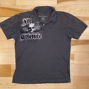 Xtreme Couture Skull Graphic Polo Y2K Grunge Biker